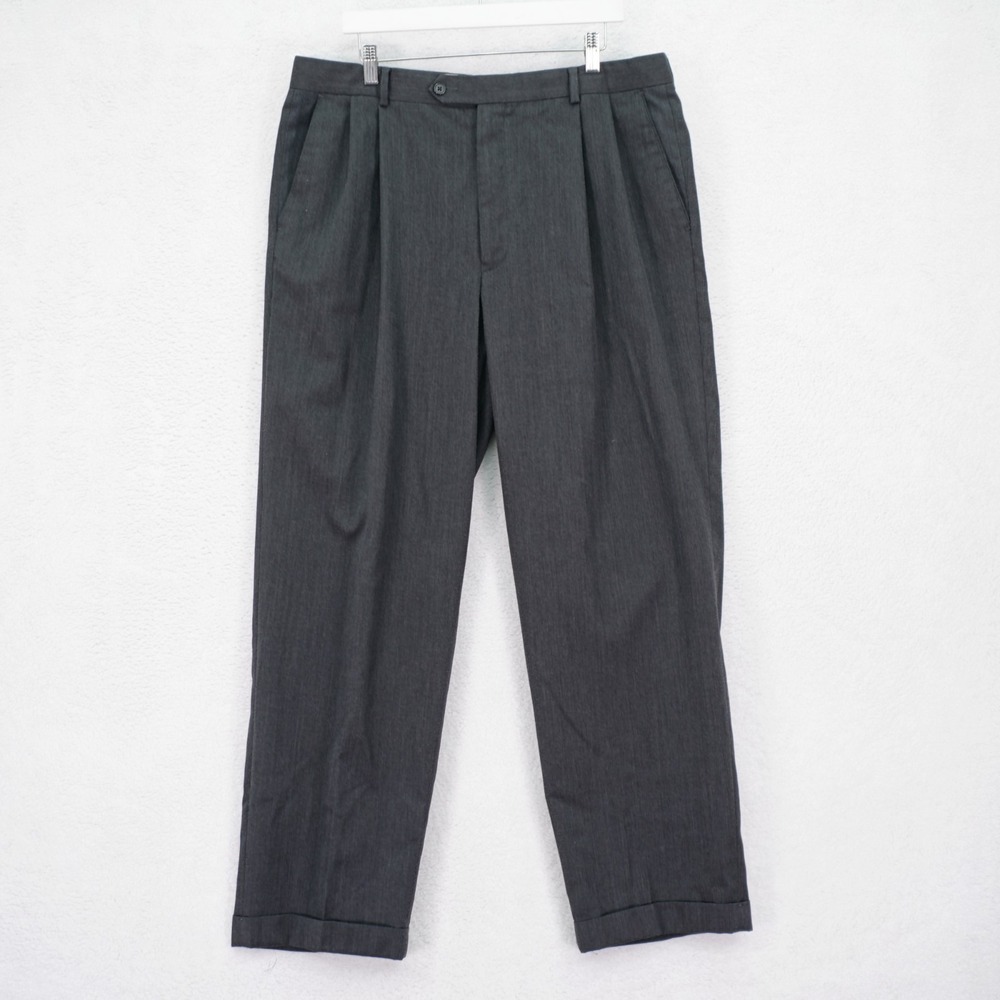 Joseph & Feiss‎ International Wool Polyester Gray Dress Pants Trousers 39 / 32